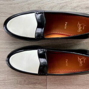 Never Worn Mens Louboutin Loafers - Black and White with Shoe Bags